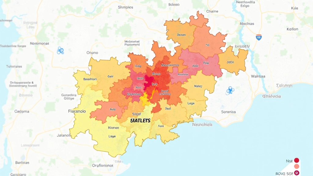 Visualizzazione di dati di quartiere su una mappa interattiva con colori diversi che indicano diversi tipi di servizi