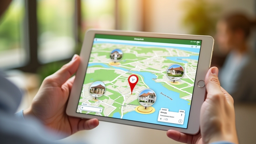 Interfaccia di una mappa interattiva moderna con zoom, ricerca e filtri personalizzati