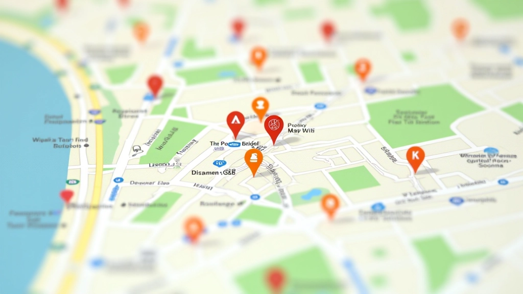 Mappa interattiva che mostra una proprietà con marcatori di servizi vicini e punti di interesse