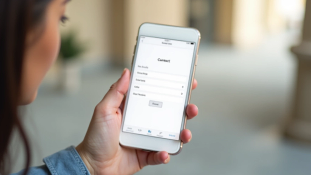 Modulo di contatto su uno schermo mobile con campi compilabili